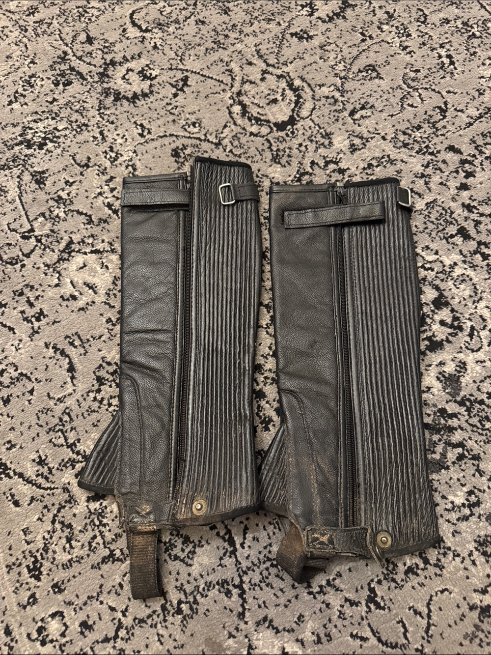 Womens Black Leather Half Chaps - Classic Equestrian Style Small